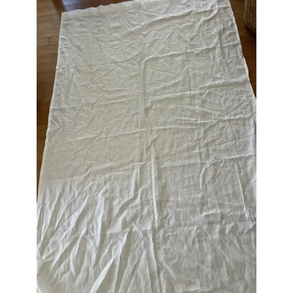 Ikea 100% Linen Long Curtain One Panel Only 57 x 100” Cream Beige